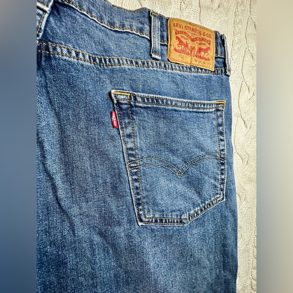 Men’s Levi’s 514 Dark Wash Jeans Straight Leg 38x30 #1552 - Picture 5 of 16
